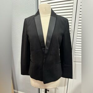 Banana Republic Stretch Career Blazer Women's 8 Black Satin Trim Holiday Lined